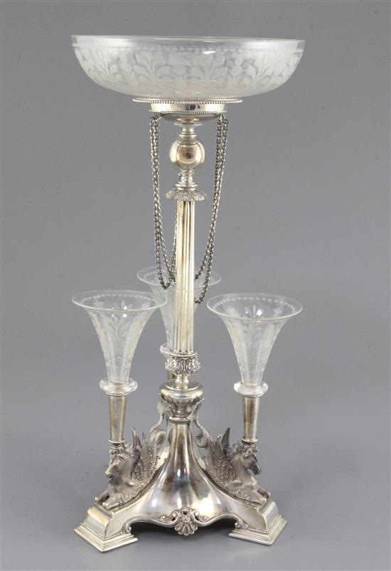 A Victorian silver centrepiece by Horace Woodward & Co, 30 oz.